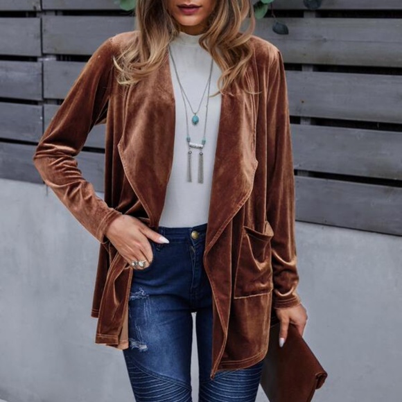 Bellanblue Jackets & Blazers - Rust Brown Velvet Luxe Jacket Shacket Winter Office Work